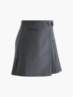 COMMENSE Button Zipper Pleated Suit Skirt* Skirts|Bottoms
