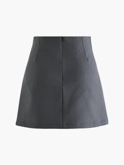 COMMENSE Button Zipper Pleated Suit Skirt* Skirts|Bottoms
