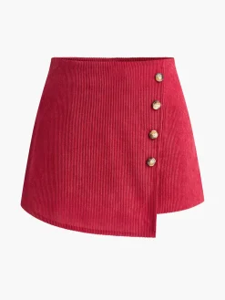 COMMENSE Button-Decor Corduroy Zipper Skirt* Skirts|Bottoms