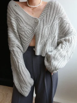 COMMENSE Cable Knit Crop Cardigan* Cardigans|Sweaters & Cardigans