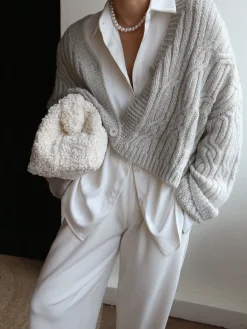 COMMENSE Cable Knit Crop Cardigan* Cardigans|Sweaters & Cardigans