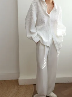 COMMENSE Cable Knit Oversized Shirt* Sweater Tops|Blouses & Shirts