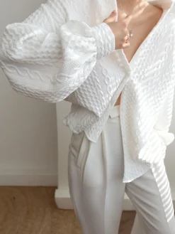 COMMENSE Cable Knit Oversized Shirt* Sweater Tops|Blouses & Shirts