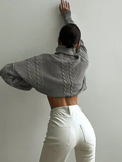 COMMENSE Cable Knit Turtleneck Oversized Sweater* Sweater Tops|Sweaters & Cardigans