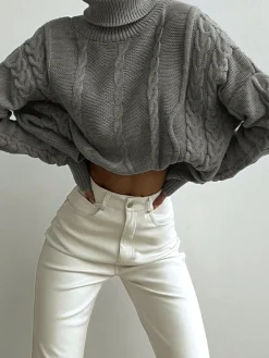 COMMENSE Cable Knit Turtleneck Oversized Sweater* Sweater Tops|Sweaters & Cardigans