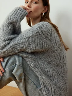 COMMENSE Cable-Knit Shift Button Cardigan* Cardigans|Sweaters & Cardigans