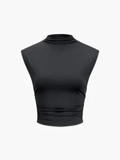 COMMENSE Cap Sleeve Ruched Crop Top* Sweater Tops|Crop Tops