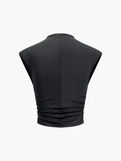 COMMENSE Cap Sleeve Ruched Crop Top* Sweater Tops|Crop Tops