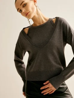 COMMENSE Casual 2 in 1 Sweater* Sweater Tops|Sweaters & Cardigans