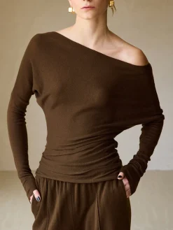COMMENSE Casual Asymmetrical Neck Slim Sweater* Sweater Tops|Sweaters & Cardigans