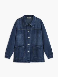COMMENSE Casual Breasted Lapel Denim Jacket* Outerwear|Jackets