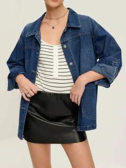 COMMENSE Casual Breasted Lapel Denim Jacket* Outerwear|Jackets