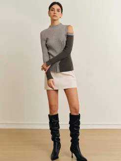 COMMENSE Casual Color Block Cutout Knit Top* Sweater Tops|Sweaters & Cardigans