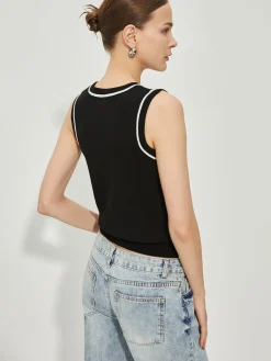 COMMENSE Casual Contrast Binding Tank Top* Tank Tops & Camis|Tops