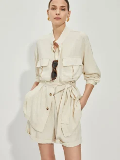 COMMENSE Casual Cotton & Linen Shorts Set With Belt* Shorts Sets|Shorts