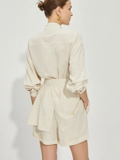 COMMENSE Casual Cotton & Linen Shorts Set With Belt* Shorts Sets|Shorts