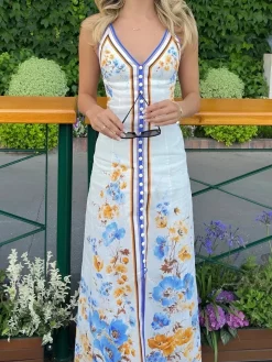 COMMENSE Casual Floral Printed Halter Long Dress* Dresses