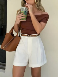 COMMENSE Casual Mid Waist Shorts Without Belt* Shorts|Bottoms
