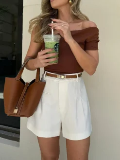 COMMENSE Casual Mid Waist Shorts Without Belt* Shorts|Bottoms