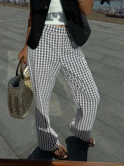 COMMENSE Casual Plaid Wide Leg Pants* Wide Leg|Pants