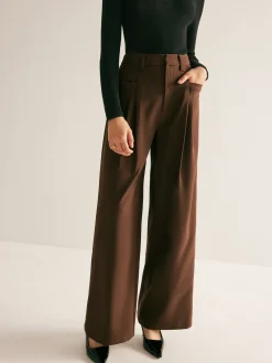 COMMENSE Casual Pleated Mid Waist Pants* Pants|Bottoms