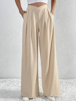 COMMENSE Casual Pleated Wide Leg Pants* Wide Leg|Pants
