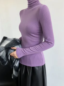 COMMENSE Casual Ribbed Turtleneck Shirt* Sweater Tops|T-shirts