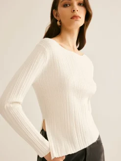 COMMENSE Casual Split Knit Top* Sweater Tops|Sweaters & Cardigans