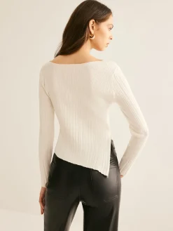 COMMENSE Casual Split Knit Top* Sweater Tops|Sweaters & Cardigans