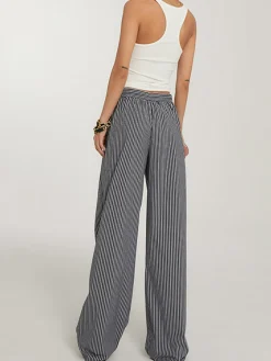 COMMENSE Casual Striped Wide Leg Pants* Wide Leg|Pants