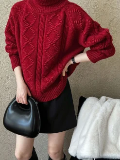 COMMENSE Casual Turtleneck Twist Sweater* Sweater Tops|Sweaters & Cardigans