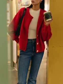 COMMENSE Casual Wool-Blend Button Cardigan* Cardigans|Sweaters & Cardigans