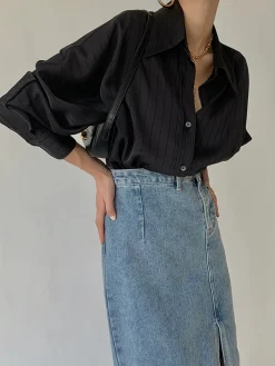 COMMENSE Charlotte Oversized Button Up Collared Shirt* Blouses & Shirts|Tops