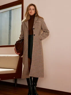 COMMENSE Checked Button Long Coat* Outerwear|Coats