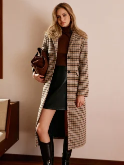 COMMENSE Checked Button Long Coat* Outerwear|Coats