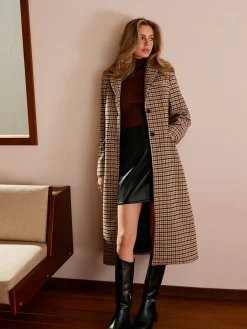 COMMENSE Checked Button Long Coat* Outerwear|Coats
