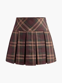 COMMENSE Checked Pleated Mini Skirt* Skirts|Bottoms