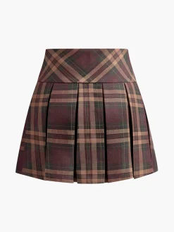 COMMENSE Checked Pleated Mini Skirt* Skirts|Bottoms