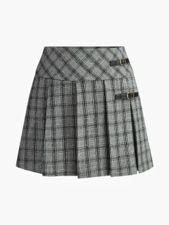 COMMENSE Checked Pleated Zipper Mini Skirt* Skirts|Bottoms