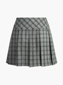 COMMENSE Checked Pleated Zipper Mini Skirt* Skirts|Bottoms