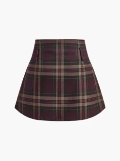 COMMENSE Checked Zipper Mini Skirt* Skirts|Bottoms