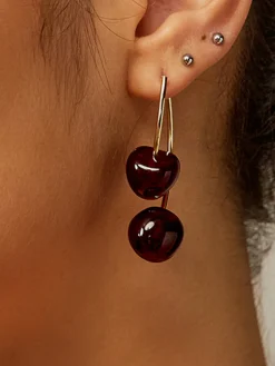 COMMENSE Cherry Charm Dangle Earrings* Earrings|Accessories