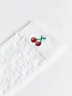 COMMENSE Cherry Embroidered Twist Warm Pile Socks* Socks & Tights|Accessories