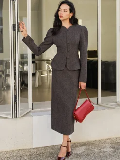 COMMENSE Chevron Button Slim Blazer* Outerwear|Blazers