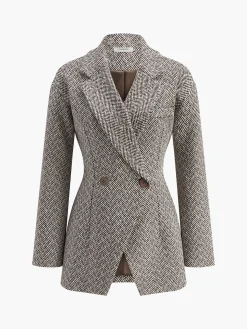 COMMENSE Chevron Lapel Cinched Blazer* Outerwear|Blazers