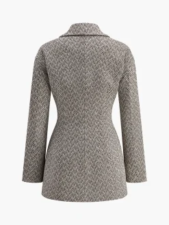 COMMENSE Chevron Lapel Cinched Blazer* Outerwear|Blazers