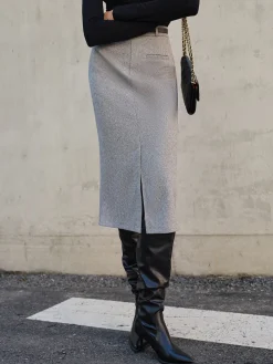 COMMENSE Chevron Split Midi Skirt Without Belt* Skirts|Bottoms