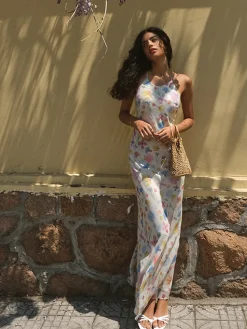 COMMENSE Chiffon Backless Floral Dress* Floral Dresses|Vacation Dresses