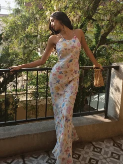 COMMENSE Chiffon Backless Floral Dress* Floral Dresses|Vacation Dresses
