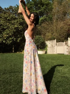 COMMENSE Chiffon Backless Floral Dress* Floral Dresses|Vacation Dresses